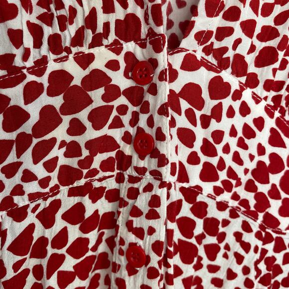 Rue Stiic Laguna Mini Dress Red White Heart Print Size M V-neck Valentines - Picture 12 of 13
